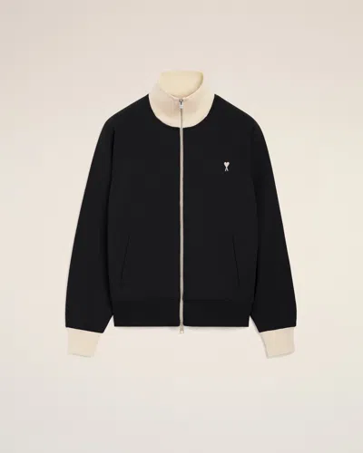 Ami Alexandre Mattiussi Ami De Coeur Sweatshirt Aus Baumwolle Mit Reissverschluss In Black