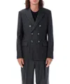 Ami Alexandre Mattiussi Grey Double-breasted Jacket With Peak Revers In Wool Man
