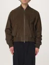 Ami Alexandre Mattiussi Khaki Zipped Suede Jacket In Black