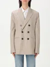 Ami Alexandre Mattiussi Beige Wool Back Slit Double Breasted Jacket Beige In Beige