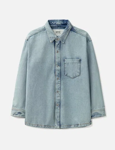 Ami Alexandre Mattiussi Bleached Denim Jacket In Blue