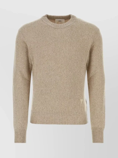 AMI ALEXANDRE MATTIUSSI BLEND CREW-NECK SWEATER IN NEUTRAL TONES