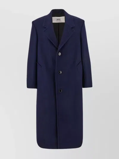 Ami Alexandre Mattiussi Blend Wool Coat Button Detailing In 430