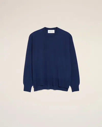 Ami Alexandre Mattiussi Bleu Thin Wool Crewneck Ami De Coeur Sweater Blue