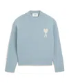 Ami Alexandre Mattiussi Blue Alpaca Ami De Coeur Crewneck Sweater In Blue