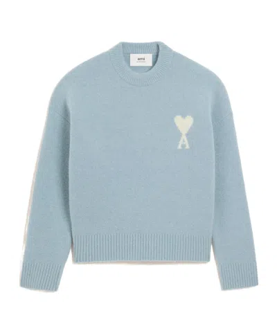 Ami Alexandre Mattiussi Blue Alpaca Ami De Coeur Crewneck Sweater