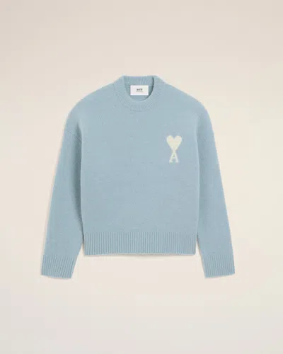 Ami Alexandre Mattiussi Blue Alpaca Ami De Coeur Crewneck Sweater Blue