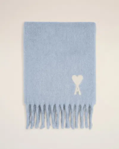 Ami Alexandre Mattiussi Blue Alpaca Off White Ami De Coeur Scarf Blue