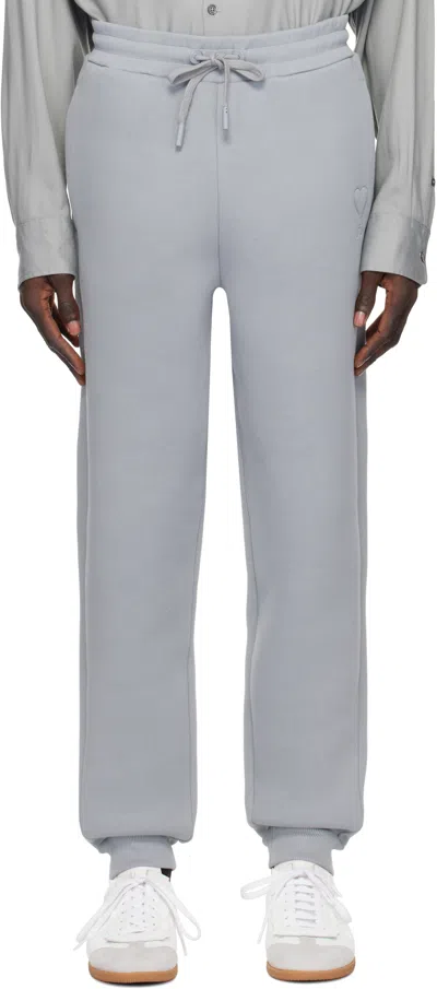 Ami Alexandre Mattiussi Blue Ami De Coeur Sweatpants In Clay Blue/4012