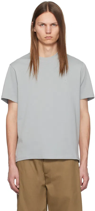 Ami Alexandre Mattiussi Blue Ami De Coeur T-shirt In Clay Blue/4012