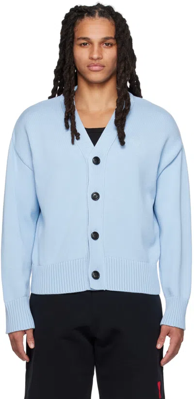 Ami Alexandre Mattiussi Cotton Cardigan In Sky Blue