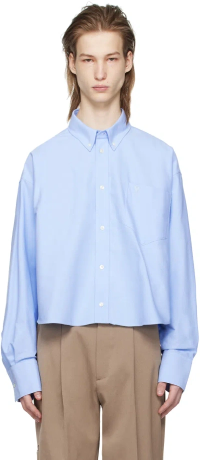 Ami Alexandre Mattiussi Blue Ami De Cœur Shirt In 484 Cashmere Blue