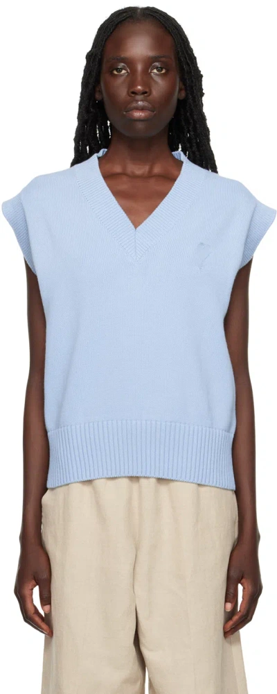 Ami Alexandre Mattiussi Blue Ami De Cœur Vest In 464 Sky Blue/sky Blu