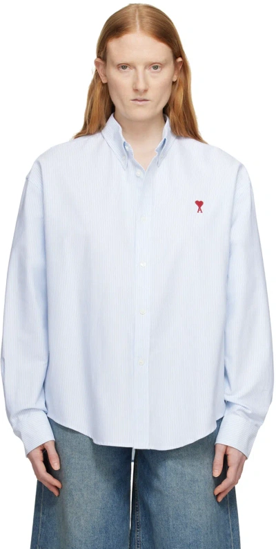 Ami Alexandre Mattiussi Blue & White Ami De Cœur Shirt In Sky Blue/ White/475