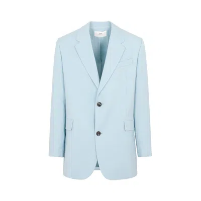 Ami Alexandre Mattiussi Blue Aquamarine Virgin Wool Two Buttons Jacket