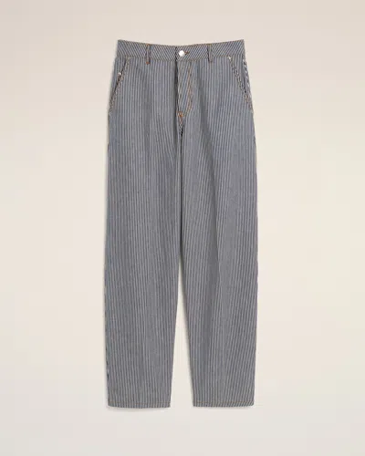Ami Alexandre Mattiussi Blue Balloon-fit Striped Cotton Jeans Multicolor In Indigo/ecru