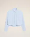 Ami Alexandre Mattiussi Blue Cotton Ami De Coeur Cropped Oversized Shirt Blue In Blue