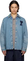 Ami Alexandre Mattiussi Ami Paris De Coeur Overshirt In 480 Used Blue