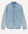 Ami Alexandre Mattiussi Classic Blue Denim Shirt With Structured Collar And Button-down Front In Blue