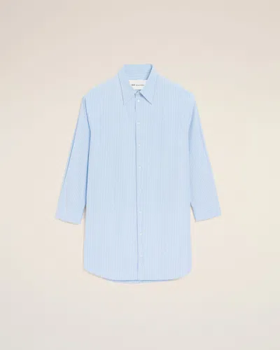 Ami Alexandre Mattiussi Blue Cotton Ami De Coeur Wide Shirt Dress Blue