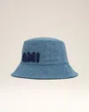 Ami Alexandre Mattiussi Blue Cotton Ami Paris Patch Bucket Hat Blue In Blue
