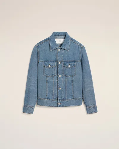 Ami Alexandre Mattiussi Ami Paris Cotton Denim Trucker Jacket In Blue