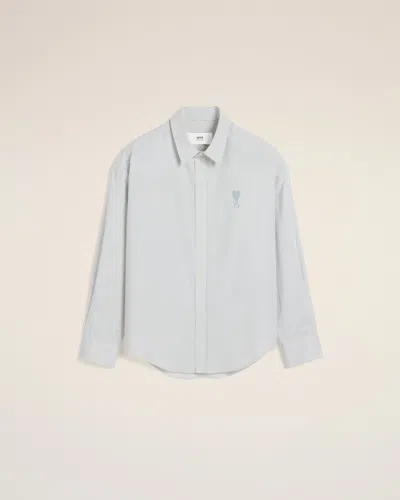Ami Alexandre Mattiussi Blue Cotton Boxy Fit Shirt White In White/blue Note