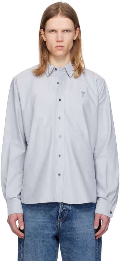 Ami Alexandre Mattiussi Blue Cotton Button-down Ami De Coeur Shirt In 4502 Blue Note