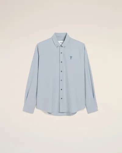 Ami Alexandre Mattiussi Blue Cotton Button-down Ami De Cœur Shirt Blue In Blue Note