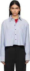 Ami Alexandre Mattiussi Blue Cotton Button-down Cropped Oversized Shirt In Blue Note