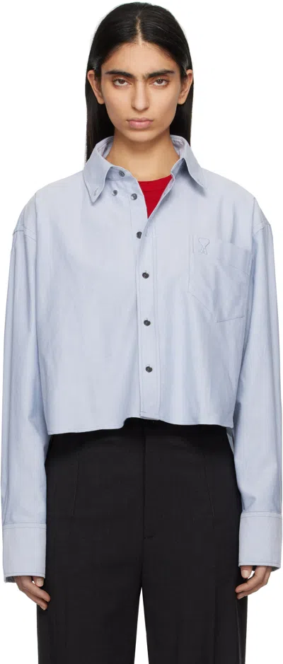 Ami Alexandre Mattiussi Blue Cotton Button-down Cropped Oversized Shirt