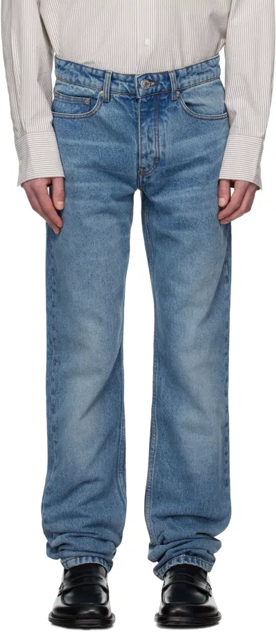 Ami Alexandre Mattiussi Blue Cotton Classic Fit Jeans In 480 Used Blue