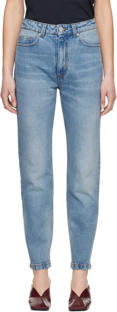 Ami Alexandre Mattiussi Blue Cotton Classic Fit Jeans In Used Blue/480
