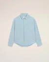 Ami Alexandre Mattiussi Blue Cotton Embossed Ami De Coeur Boxy Shirt Blue
