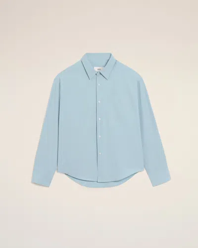 Ami Alexandre Mattiussi Blue Cotton Embossed Ami De Coeur Boxy Shirt Blue