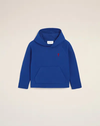 Ami Alexandre Mattiussi Blue Cotton Hoodie With Ami De Coeur Blue In Royal Blue