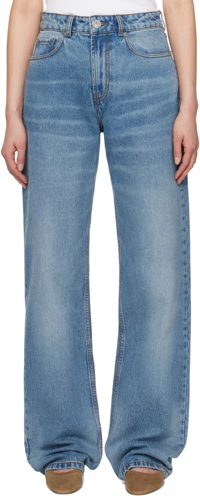 Ami Alexandre Mattiussi Blue Cotton Large Fit Jeans In Used Blue/480