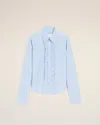 Ami Alexandre Mattiussi Blue Cotton Long Sleeve Ruffled Adjusted Shirt Blue In Blue