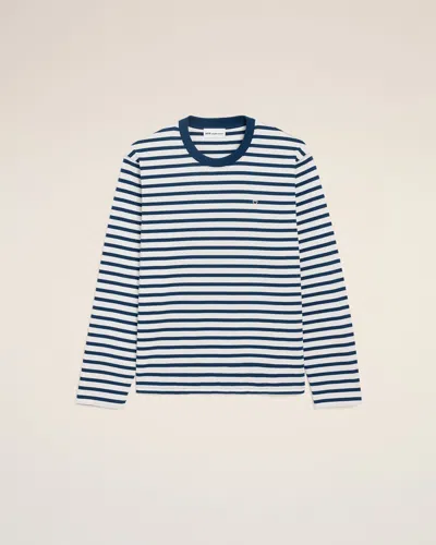 Ami Alexandre Mattiussi Blue Cotton Long Sleeves Mariniere Ami De Coeur T-shirt Blue In Multi