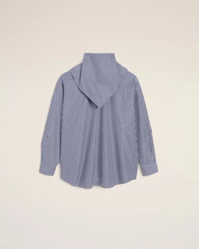 Ami Alexandre Mattiussi Blue Cotton Long Sleeves Striped Bandana Blouse Blue