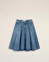 Ami Alexandre Mattiussi Blue Cotton Midi Skirt With Godets Blue In Blue