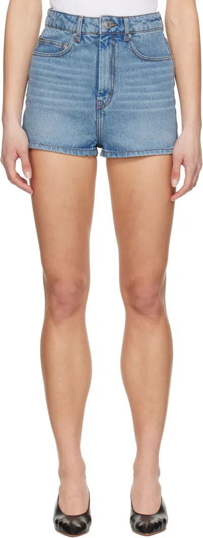 AMI ALEXANDRE MATTIUSSI BLUE COTTON MINI DENIM SHORTS