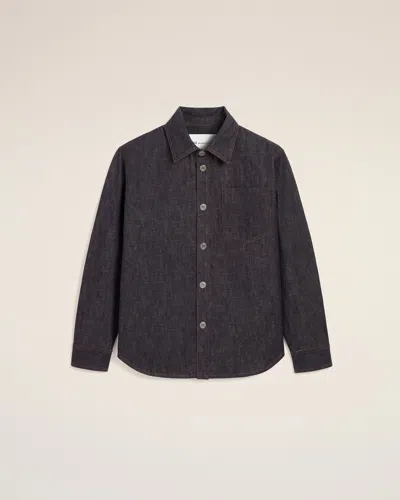Ami Alexandre Mattiussi Blue Cotton Overshirt With Ami De Coeur Blue In Black