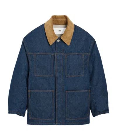 AMI ALEXANDRE MATTIUSSI AMI PARIS PADDED DENIM WORKER JACKET