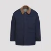 Ami Alexandre Mattiussi Dark Denim Jacket With Brown Corduroy Collar In Blue