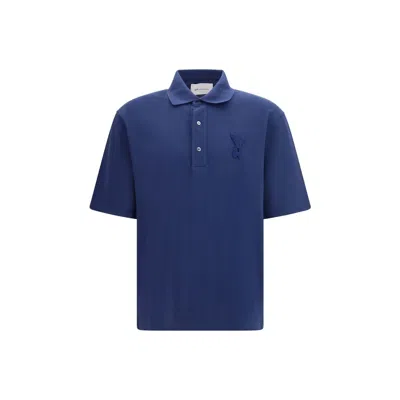 Ami Alexandre Mattiussi Blue Polo Shirt With Adc Patch Logo In Cotton Uomo In Multi