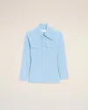 Ami Alexandre Mattiussi Blue Cotton Sharp Collar Fitted Shirt Blue In Blue