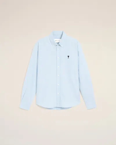 Ami Alexandre Mattiussi Blue Cotton Shirt With Ami De Coeur Blue In Brown
