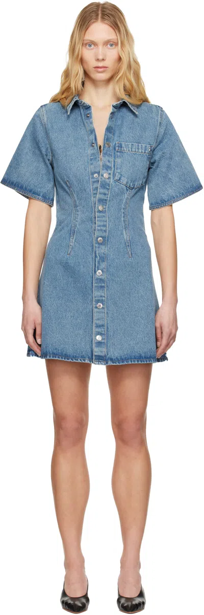 Ami Alexandre Mattiussi Mini Dress Ami De Coeur In Denim In Blue