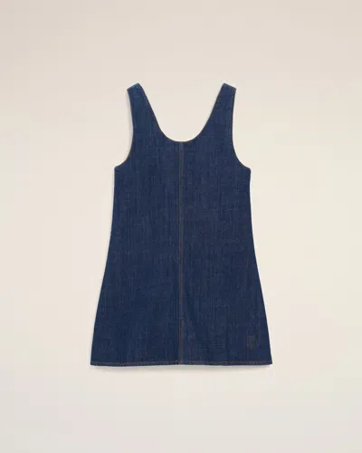 Ami Alexandre Mattiussi Blue Cotton Short Strapped Dress Blue